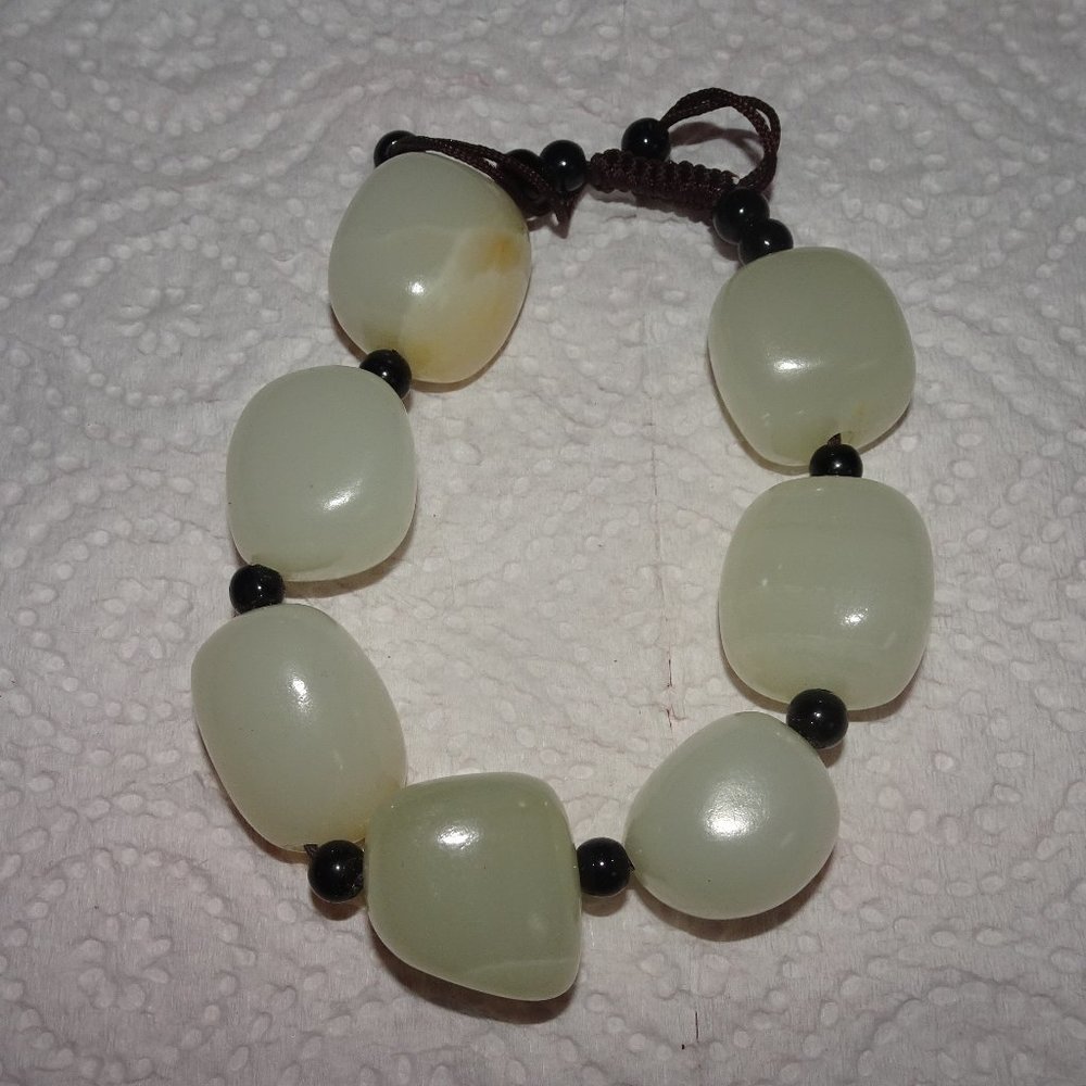 Large Agate Stone Heavy Pull String Bracelet - image 1